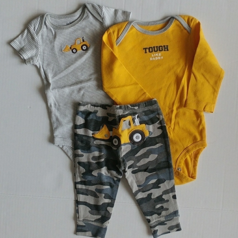 Carter's Digger Camo Bodysuit Set EUC 6 M